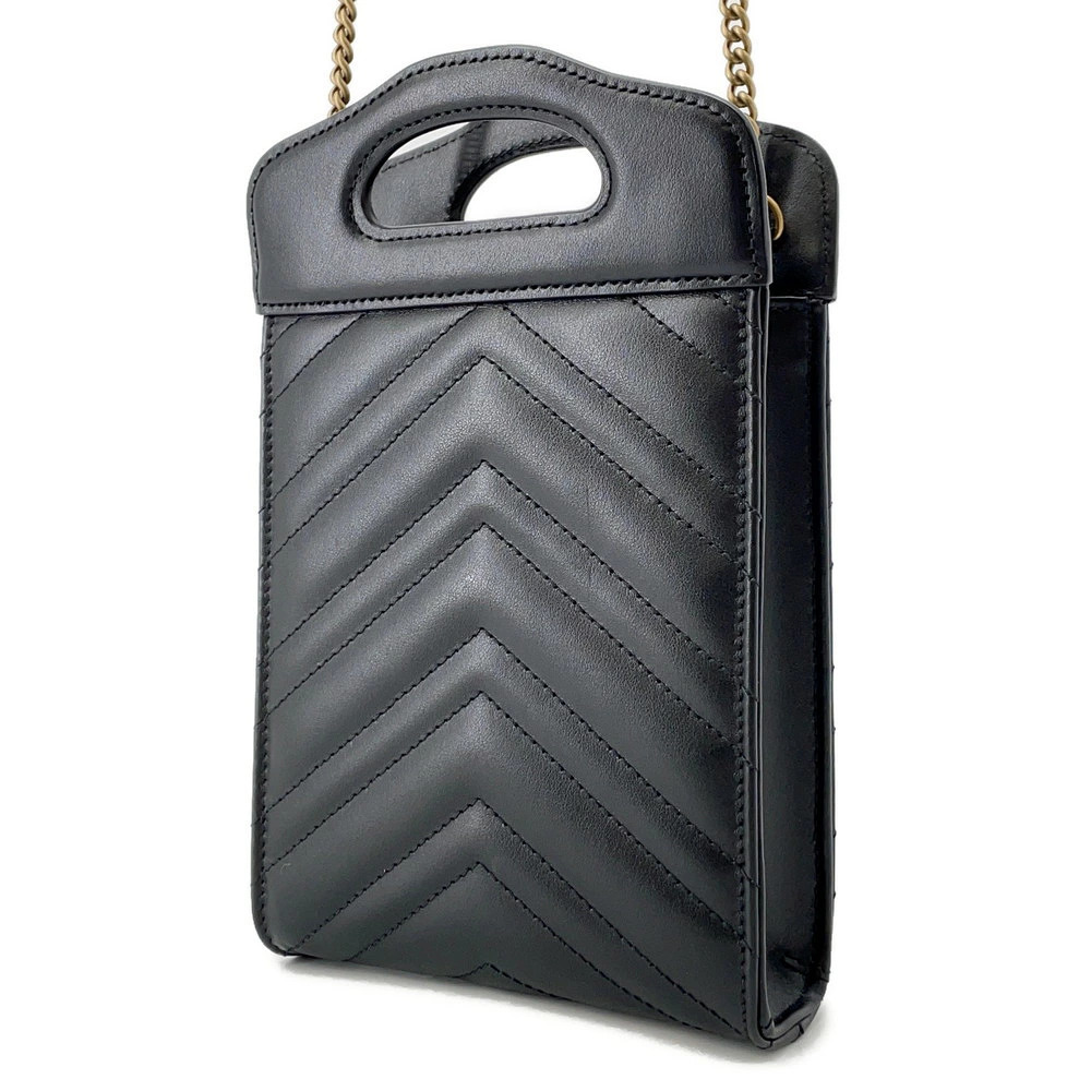 Gucci Bag Black Shoulder Top Leather GG Handle Marmont